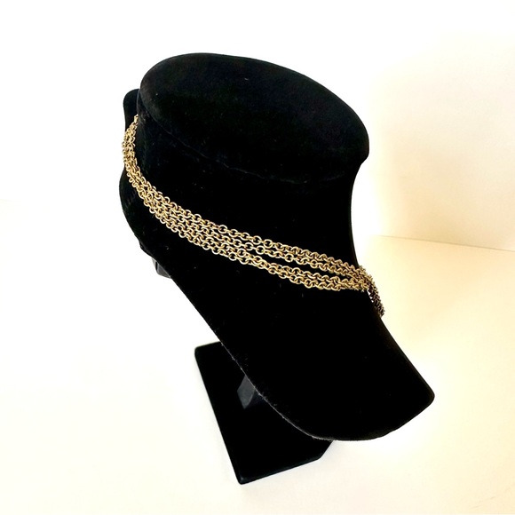 HANDMADE, VERY UNIQUE Gold Statement Necklace with Abstract 2D Rotating Burst - Picture 3 of 5